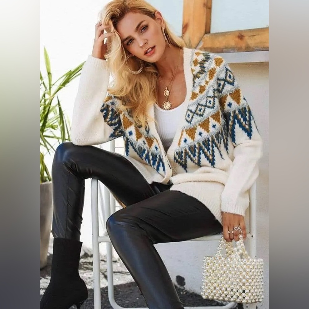 NWT Fair Isle Knit Cardigan | Large